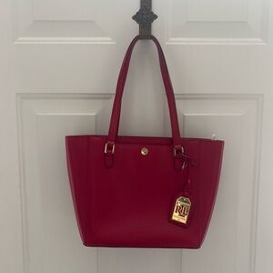 NWT Ralph Lauren Newbury Satchel, red.